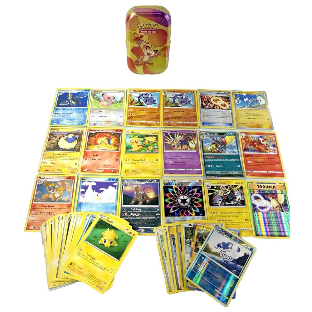 Pokémon Starter Lot of 50+ Cards in Mini Storage Tin
